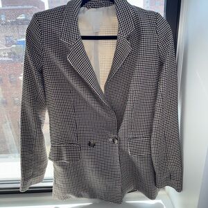H&M Black & White Houndstooth Double-Breasted Blazer